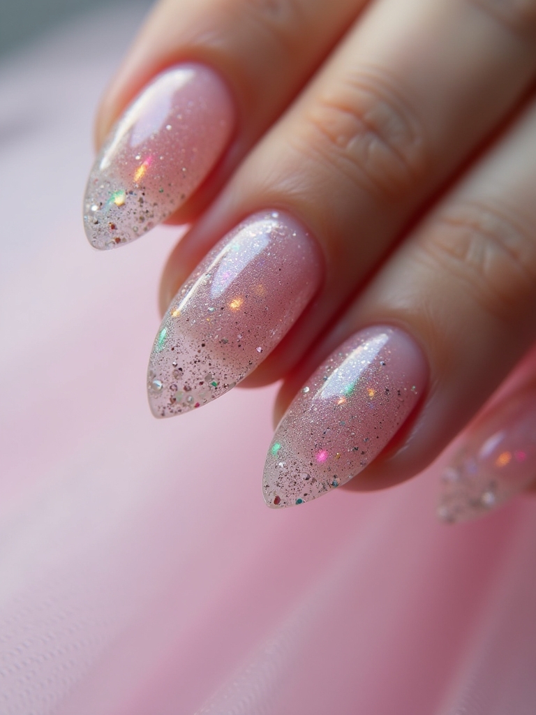 dazzling glittery ballerina nails