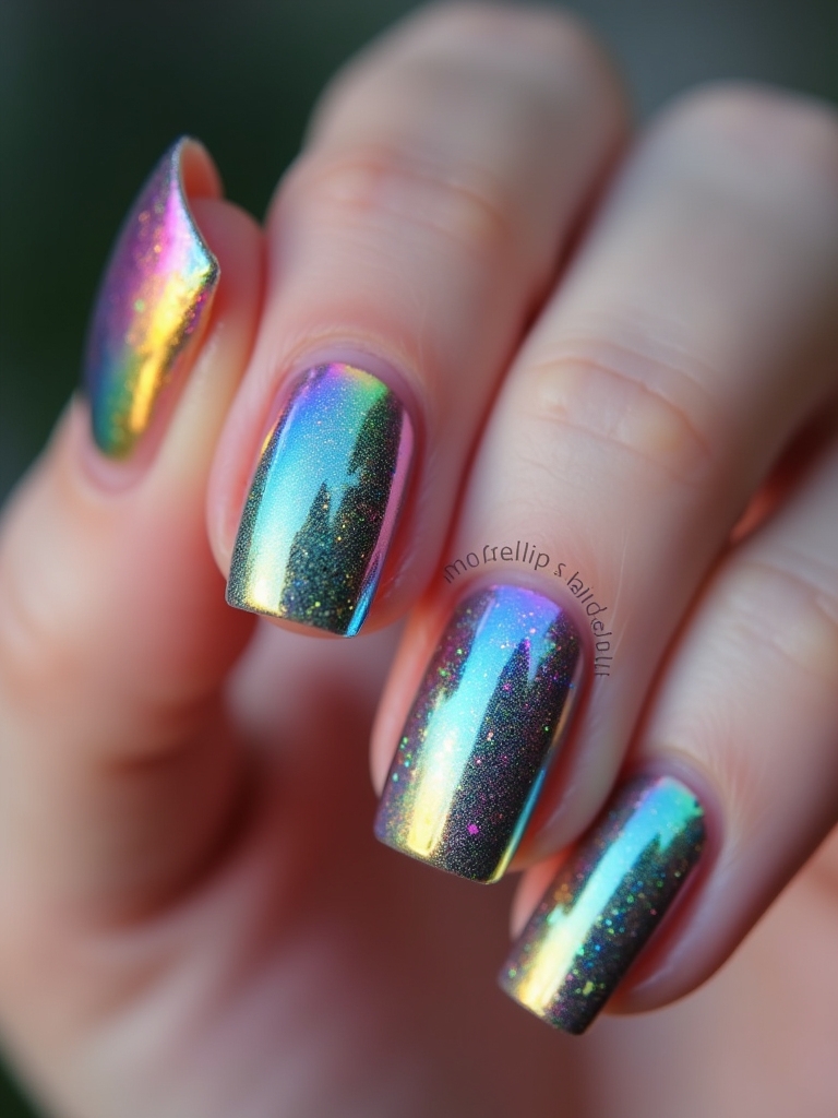 dazzling rainbow chrome nails