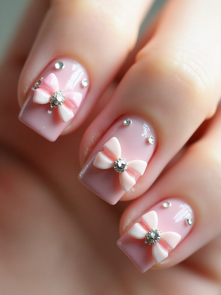 diy bow nail design