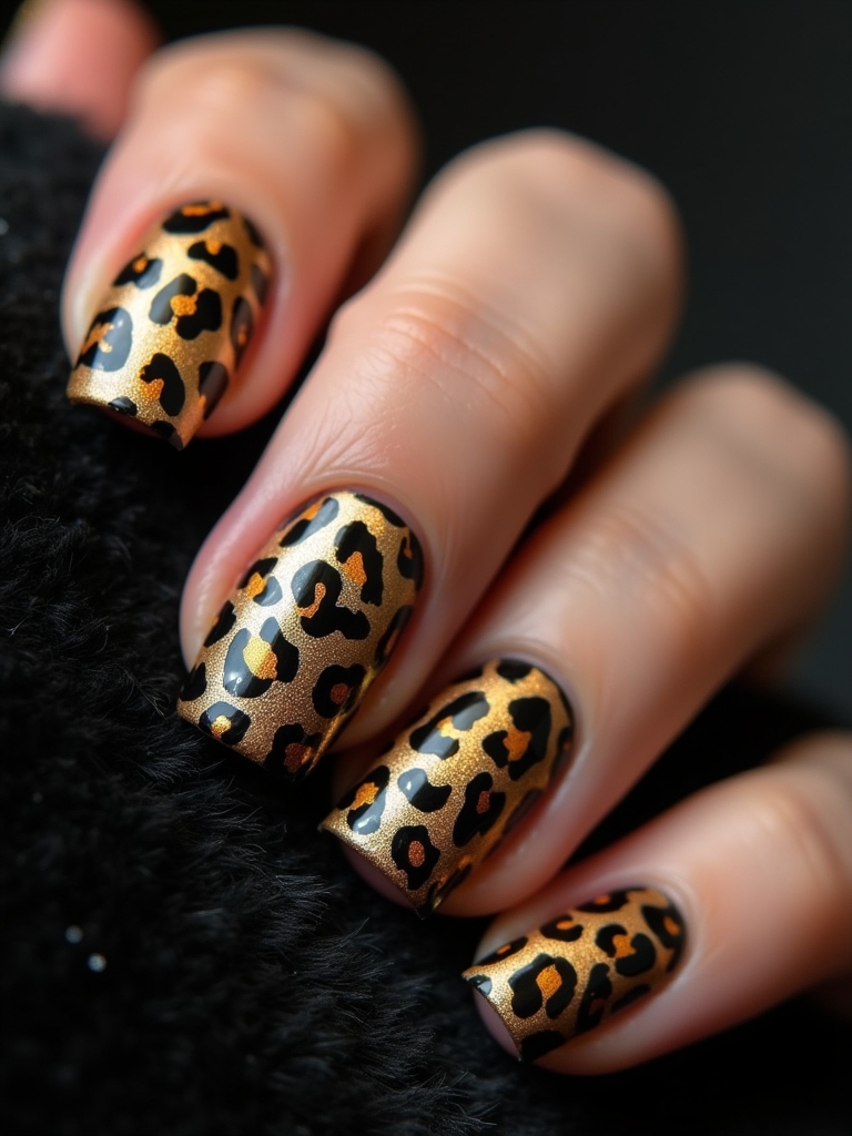 edgy leopard studded nails