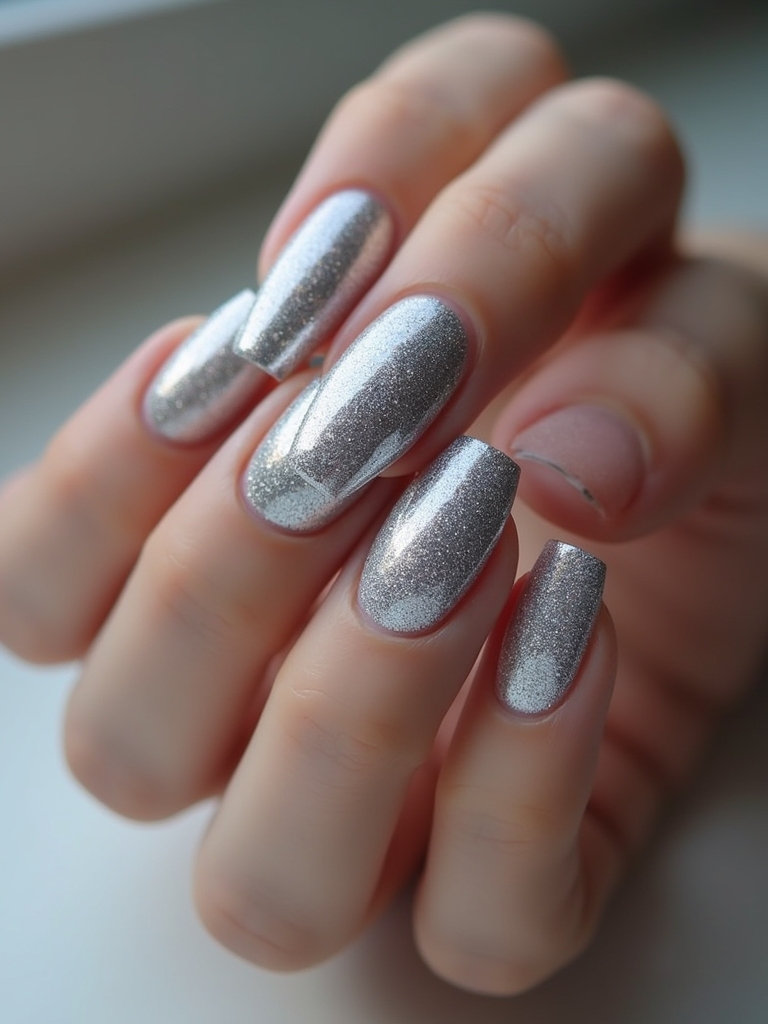 elegant glittering silver ombre