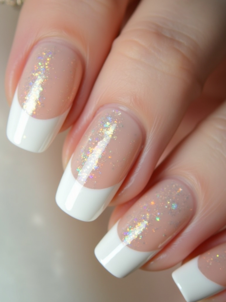 elegant shimmering nude nails