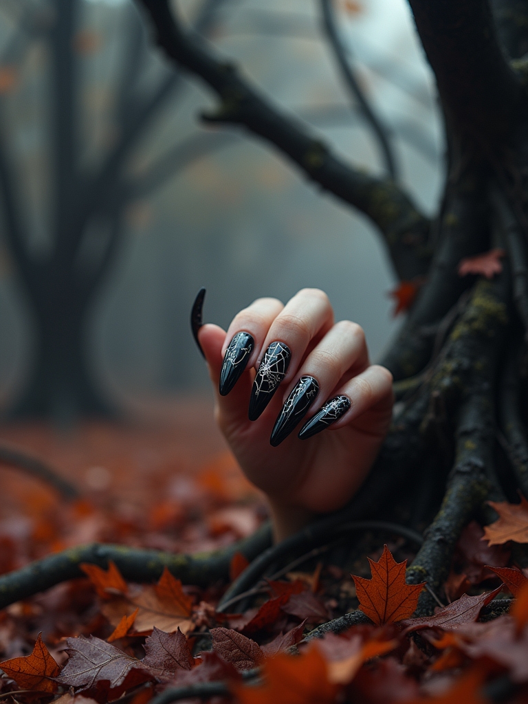 enchanted dark forest nails