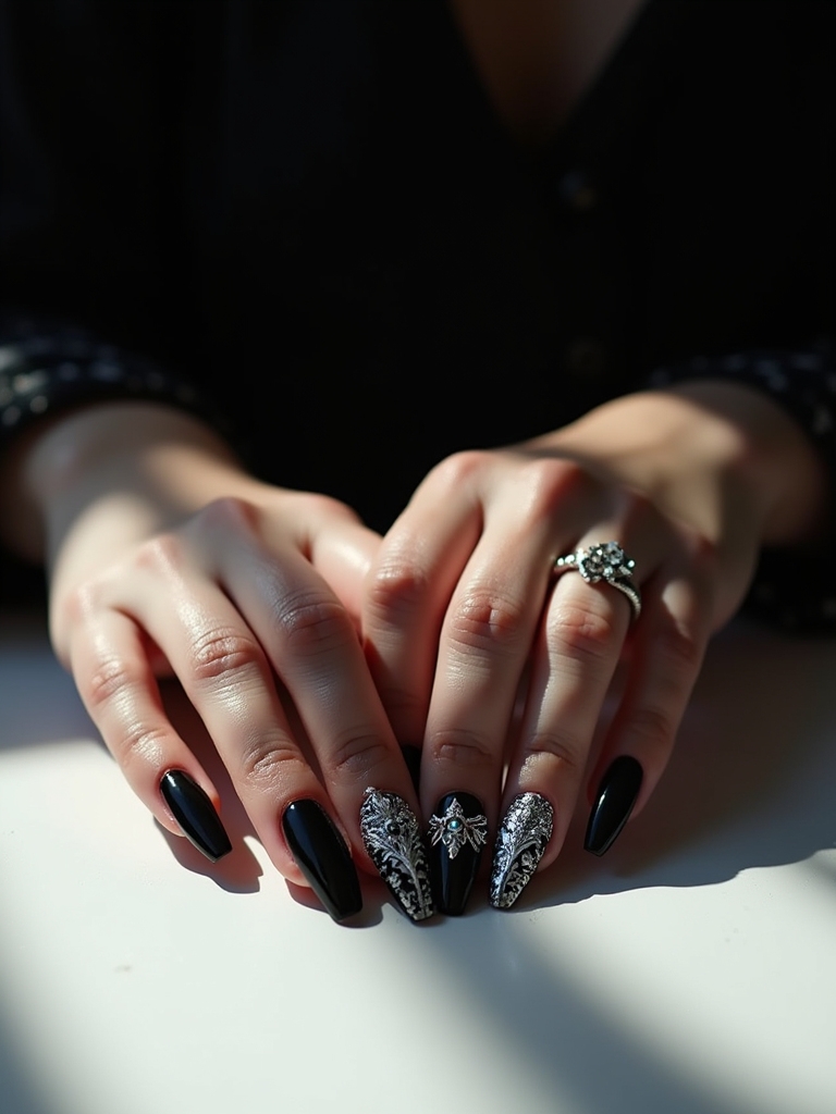 ethereal white goth nails