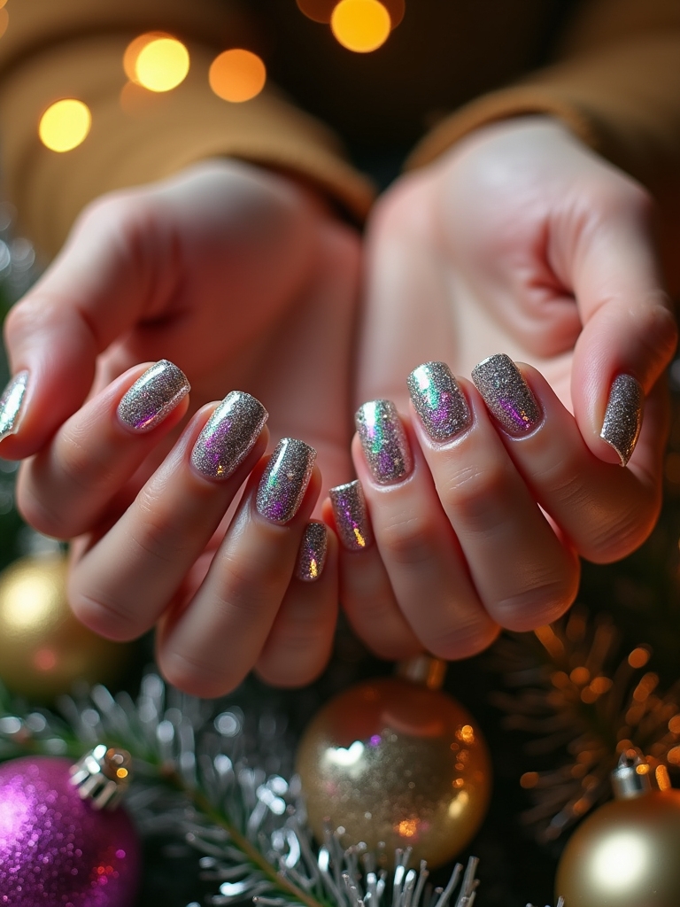 festive holiday glitter nails