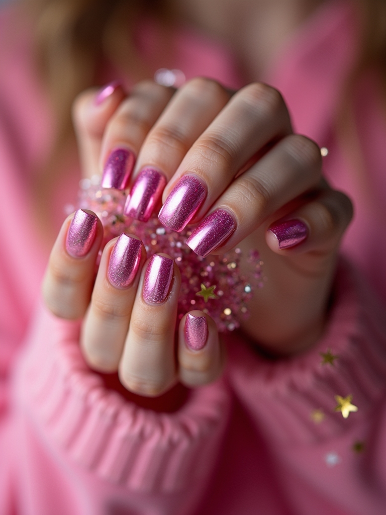 festive pink chrome accents