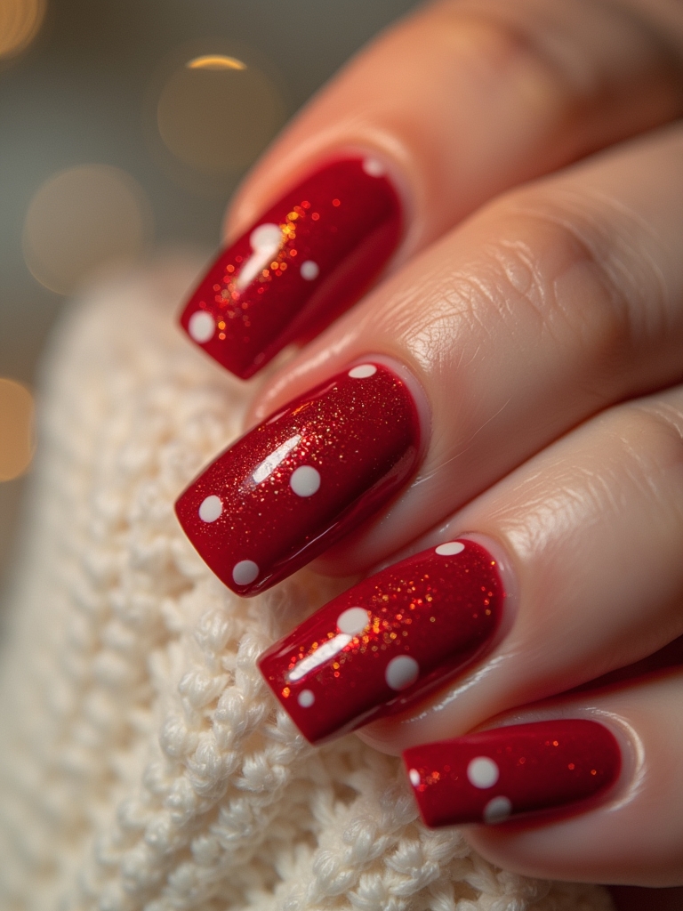 festive polka dot nail art