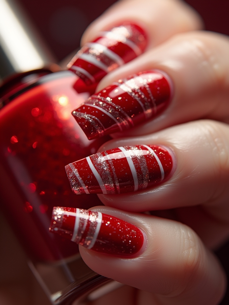 festive red candy cane stripes