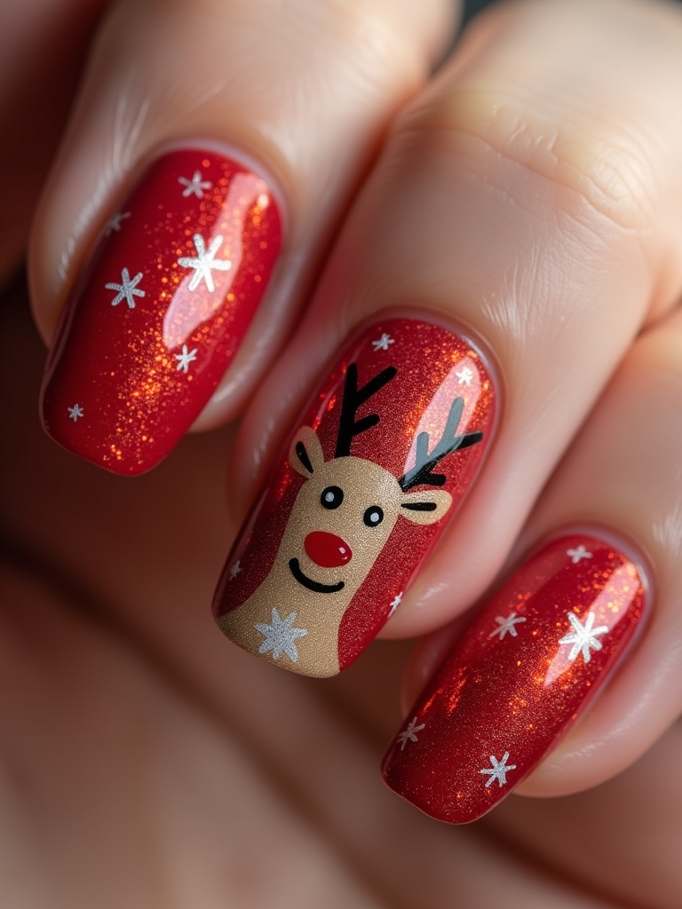 festive reindeer nail designs