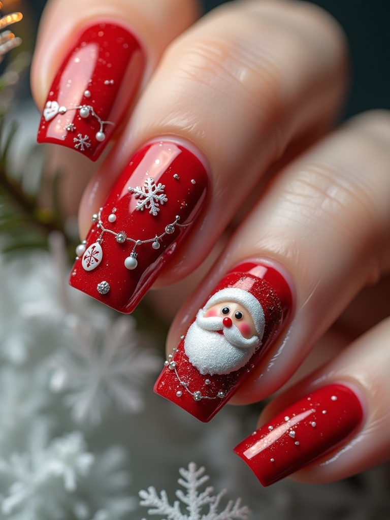 festive santa claus nail art
