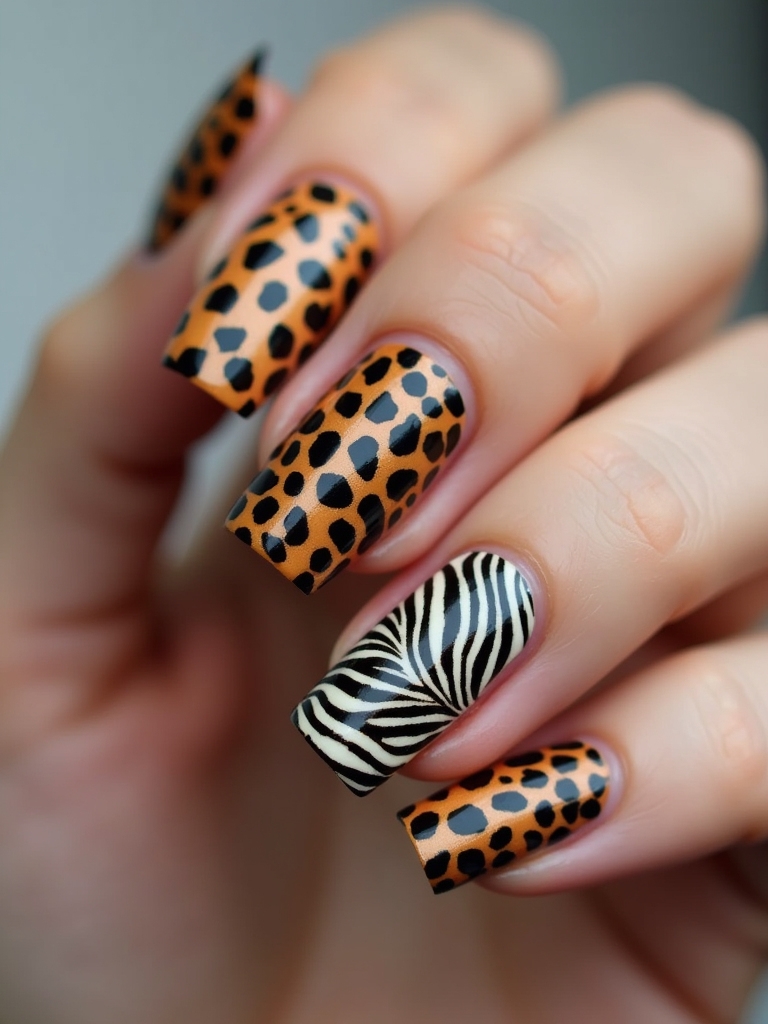 fierce animal print nails