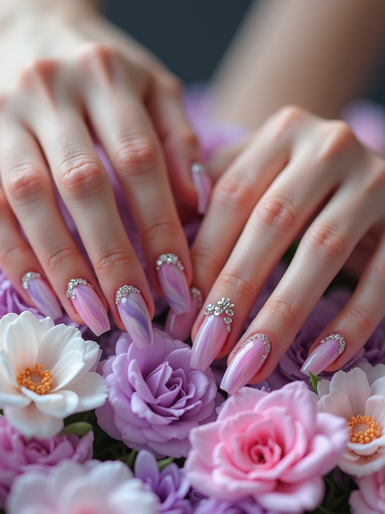 floral acrylic nail designs