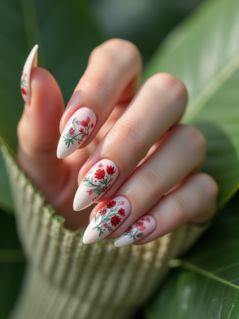 floral design ballerina nails