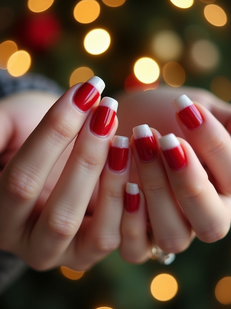 frosted tips holiday manicure