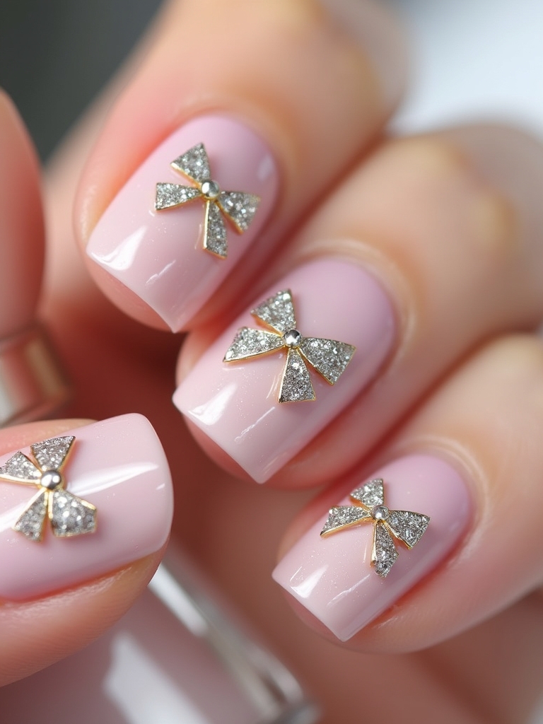 geometric bow nail art