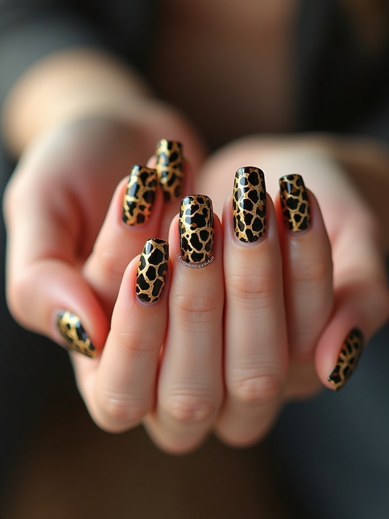 geometric leopard nail designs