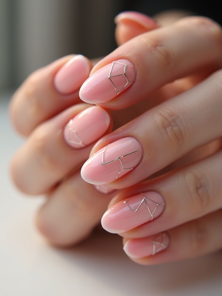 geometric pink nail art
