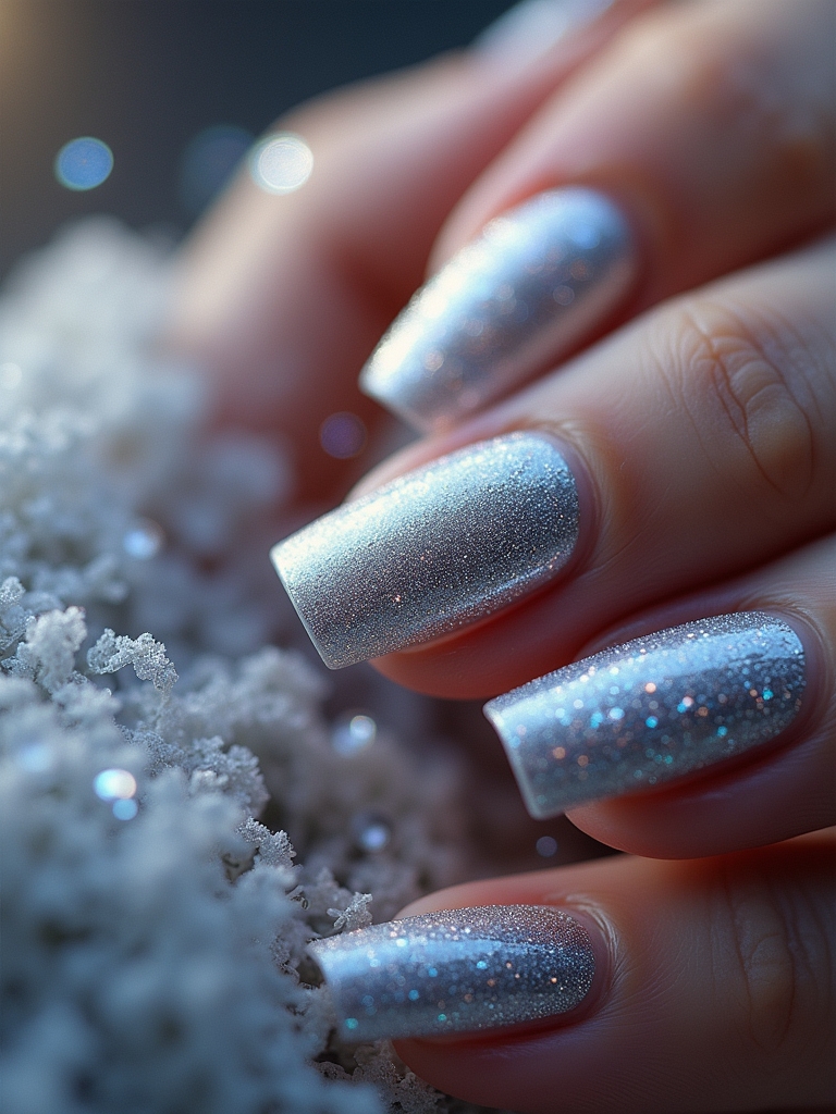 geometric silver nail designs