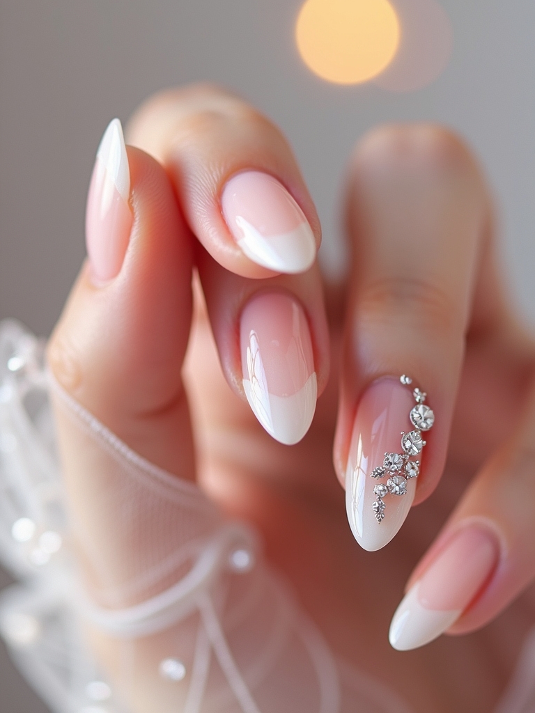 glamorous crystal ballerina nails