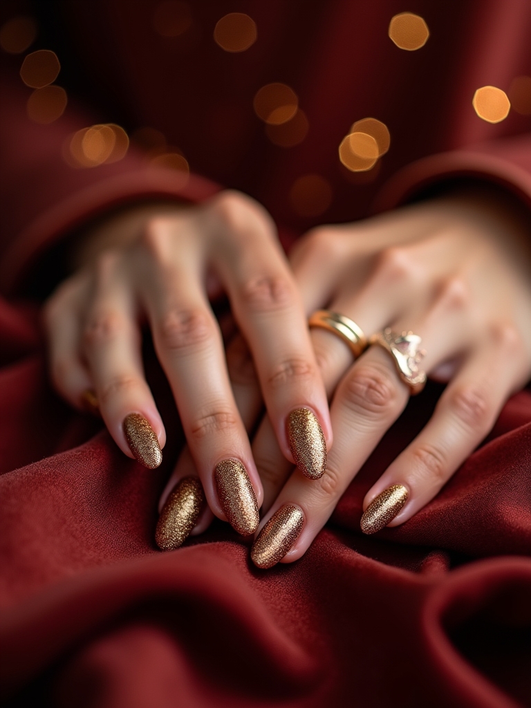 glamorous gold glitter nails