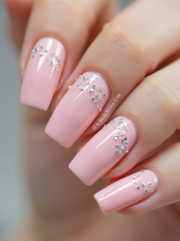 glamorous light pink nails