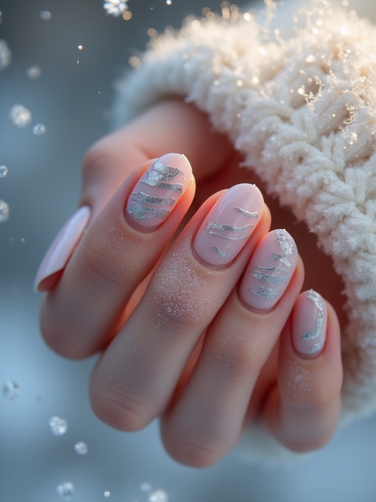 glamorous metallic striped nails