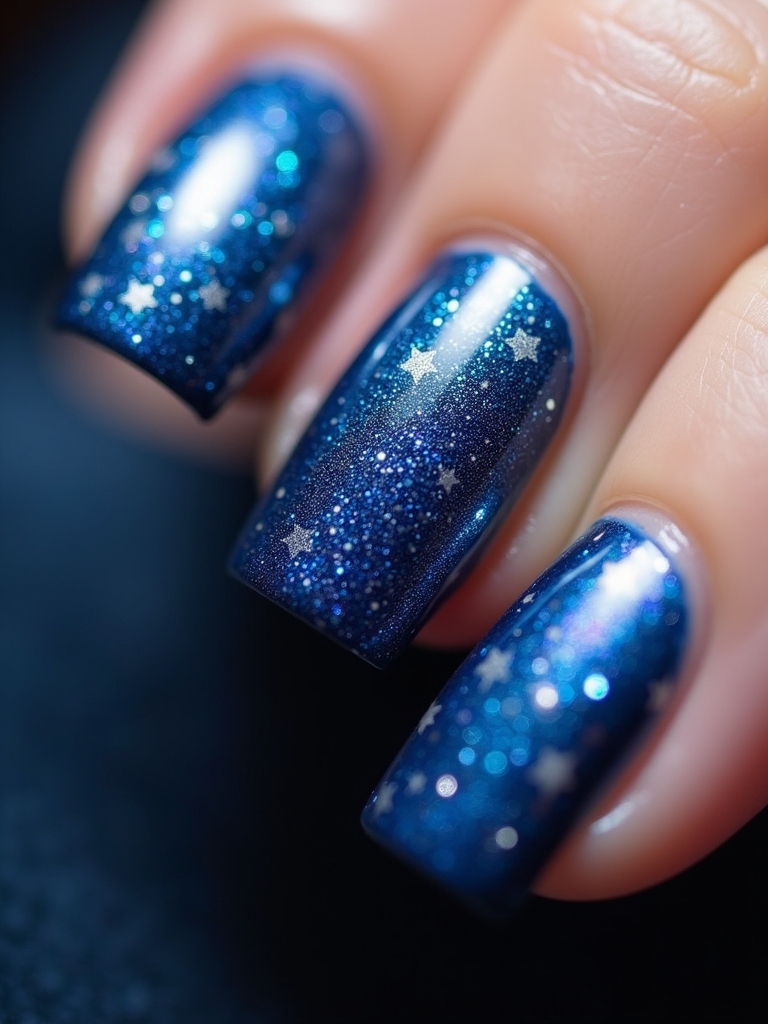 glittering celestial nail art