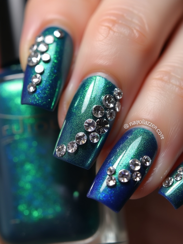 glittering rhinestone nail designs