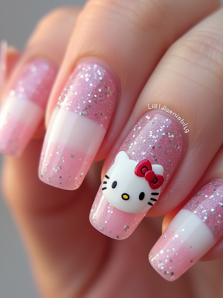 glittery hello kitty gradient