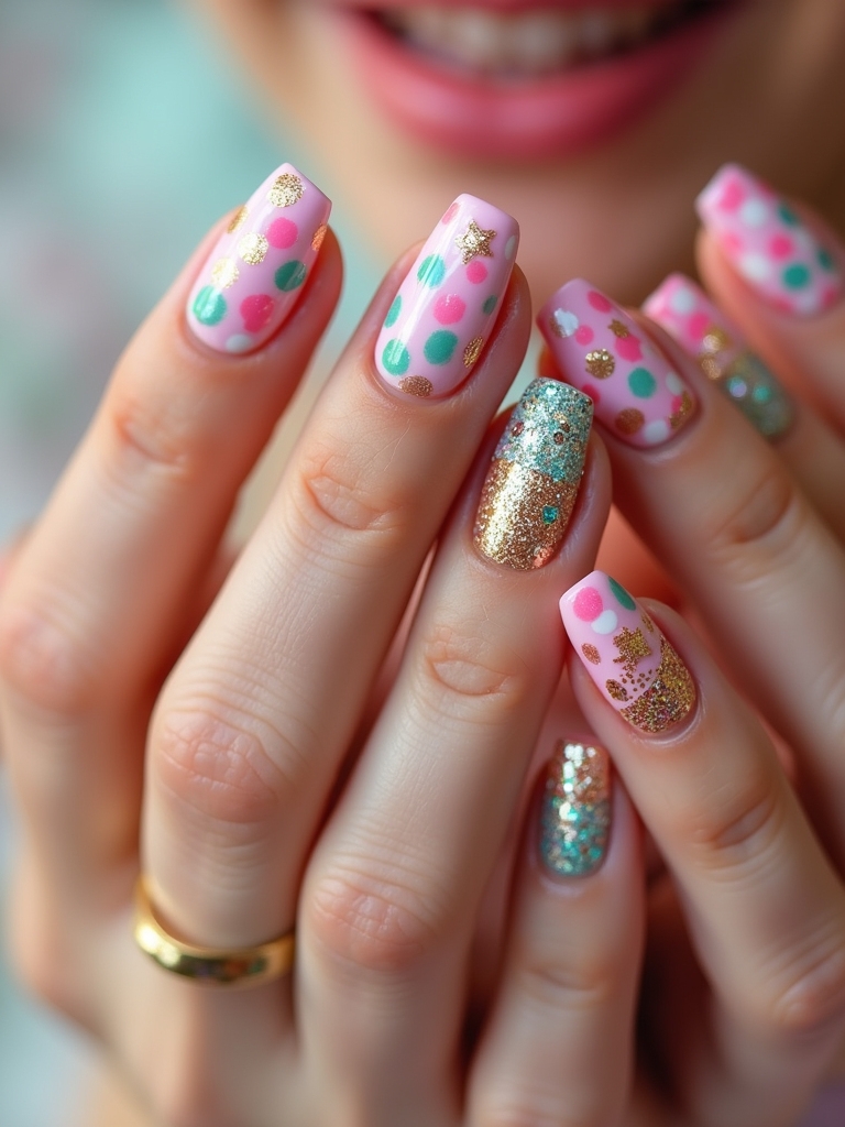 glittery whimsical polka dots