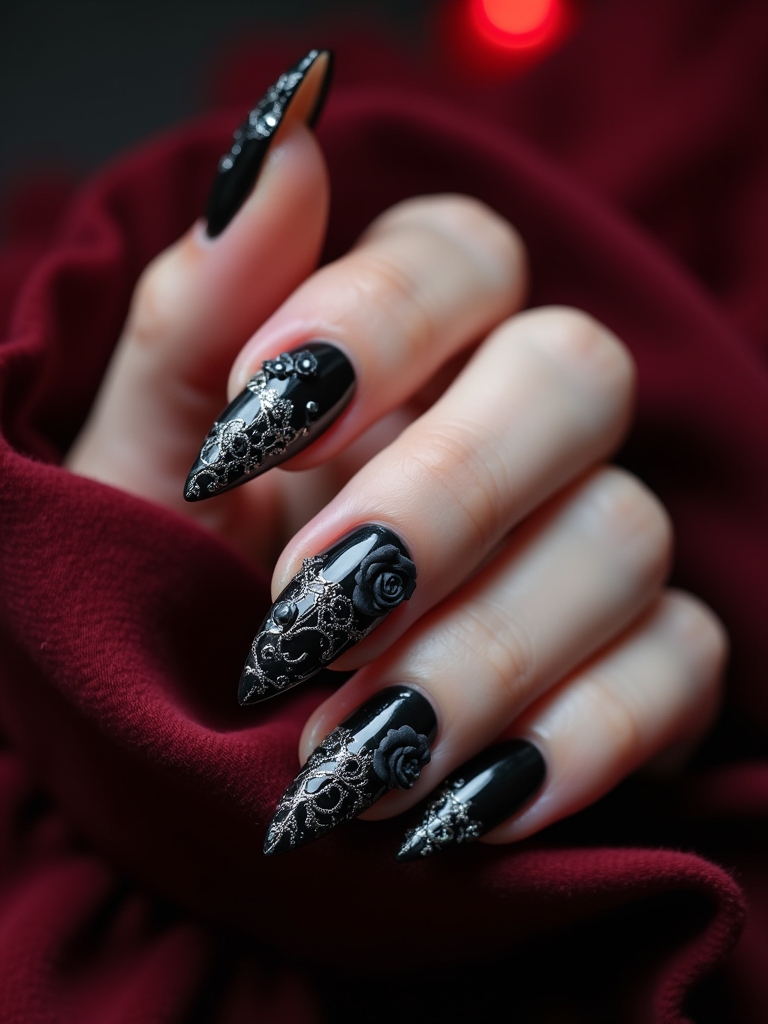 gothic rose nail designs