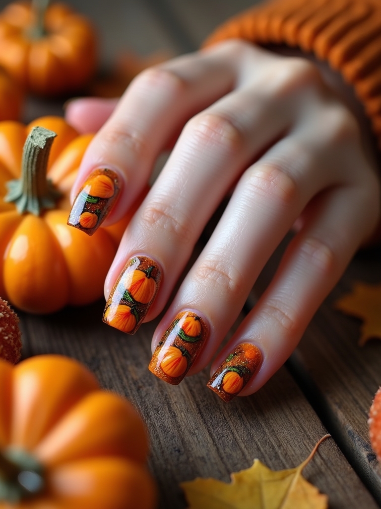 gourd and pumpkin nail designs