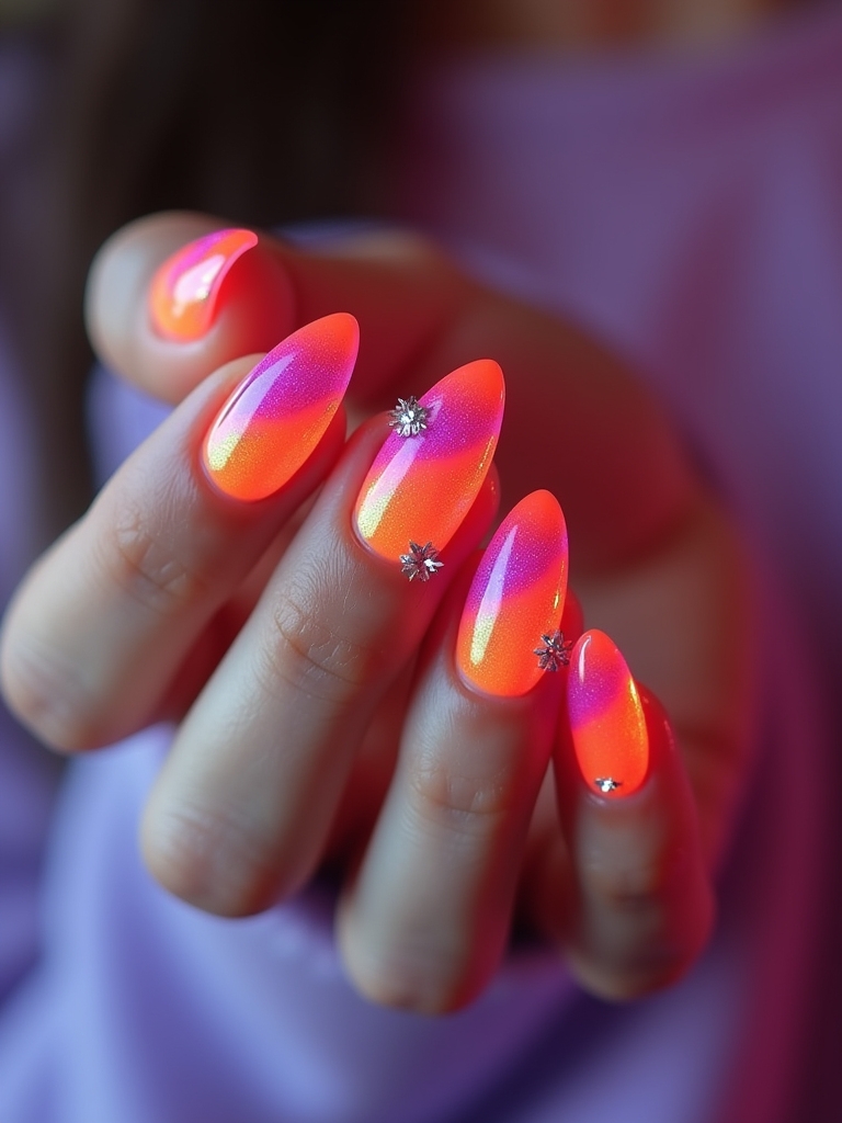 gradient ombr rainbow nails