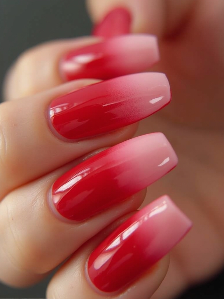 gradient red nail art
