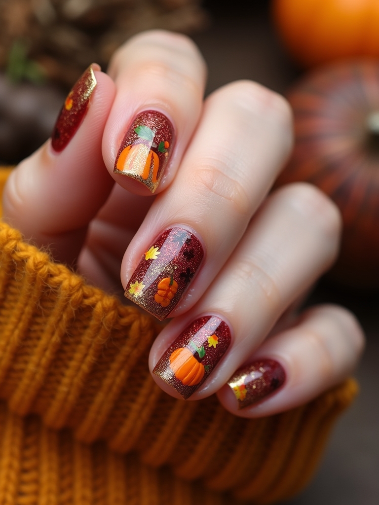 harvest inspired nail art