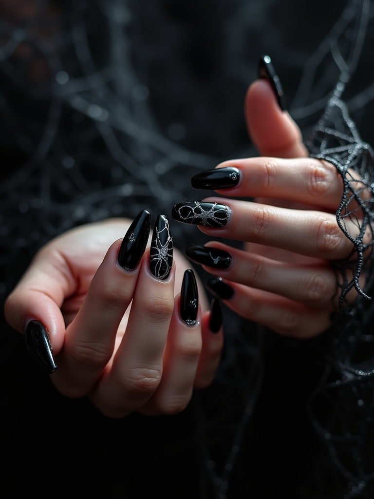 haunting spiderweb nail art