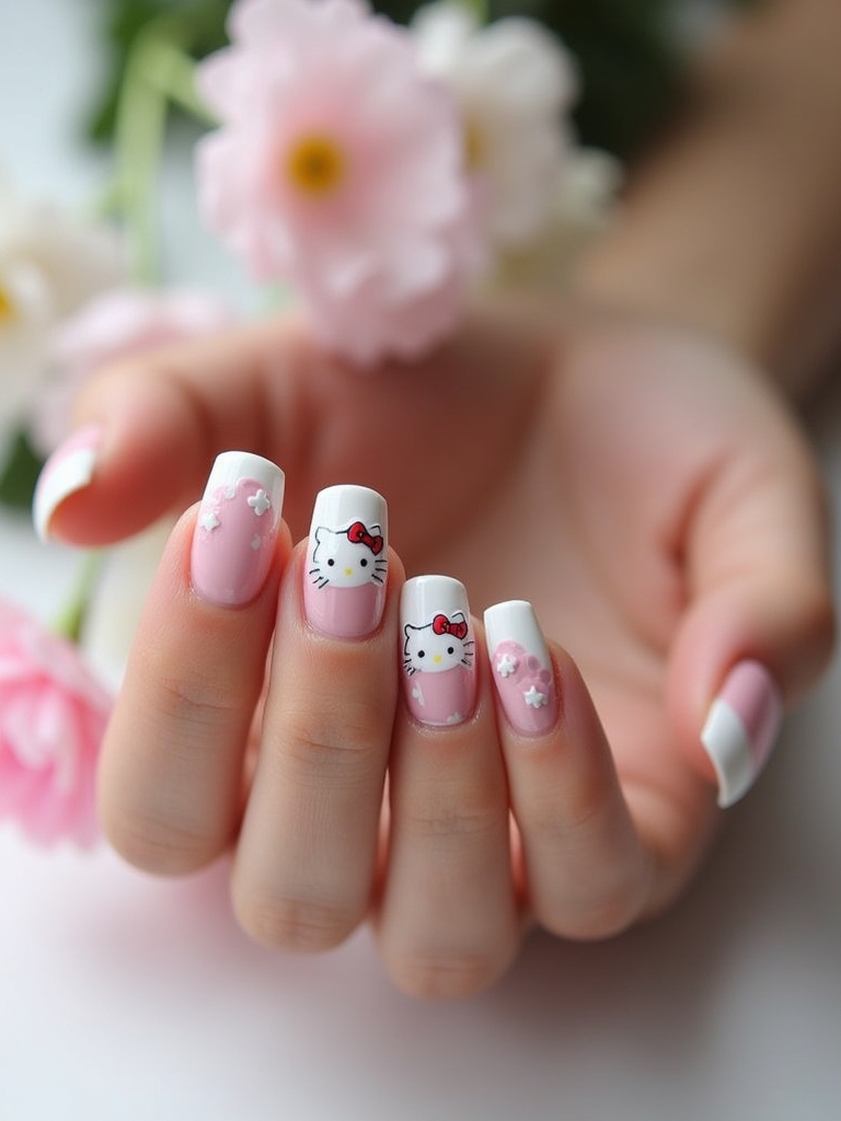 hello kitty french tips