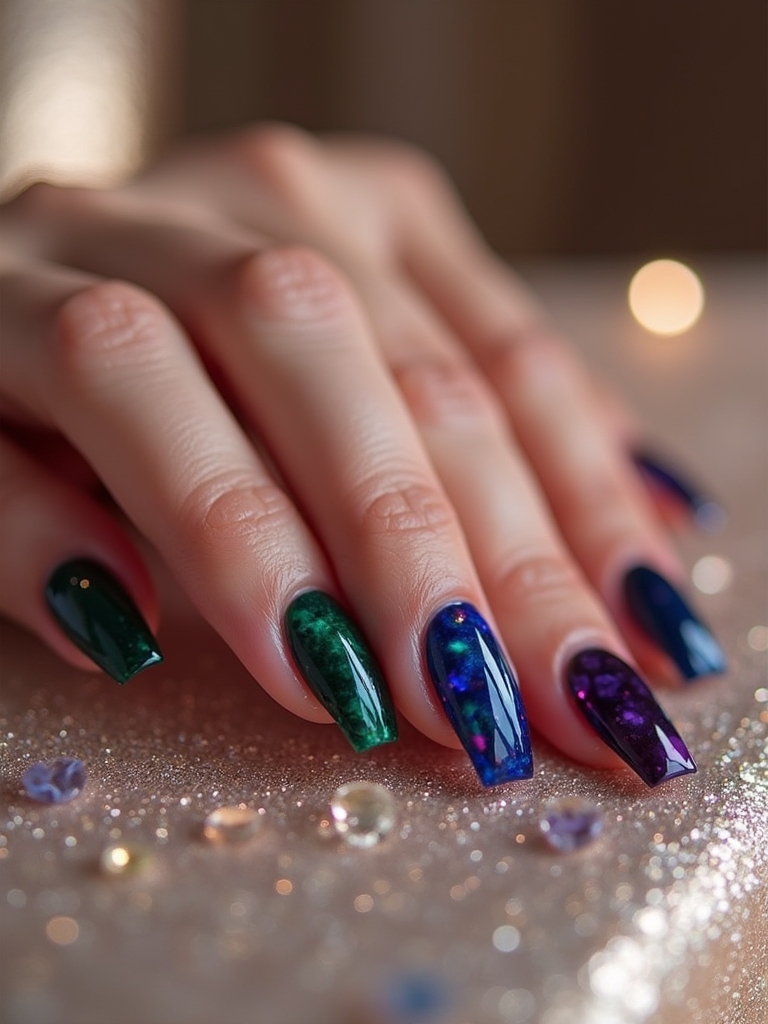 jewel tone acrylic nails