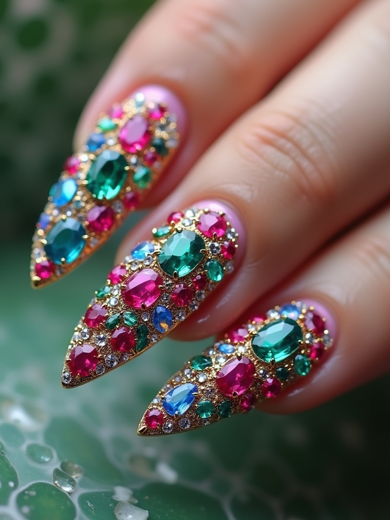 jeweled luxury nail art