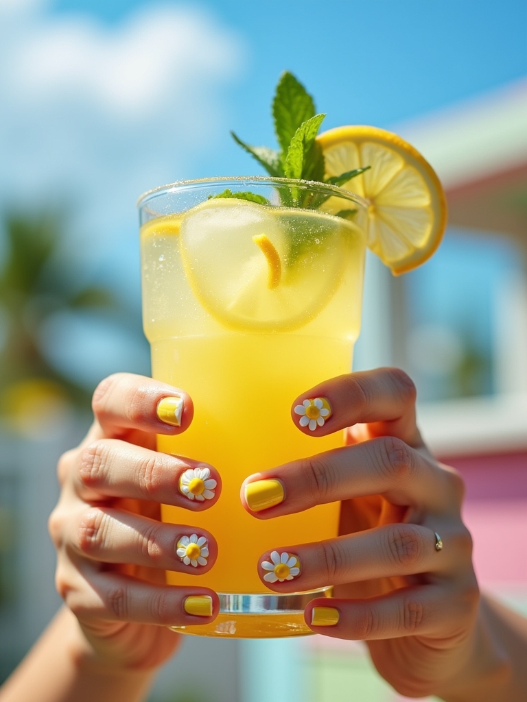 lemonade themed vibrant nail designs