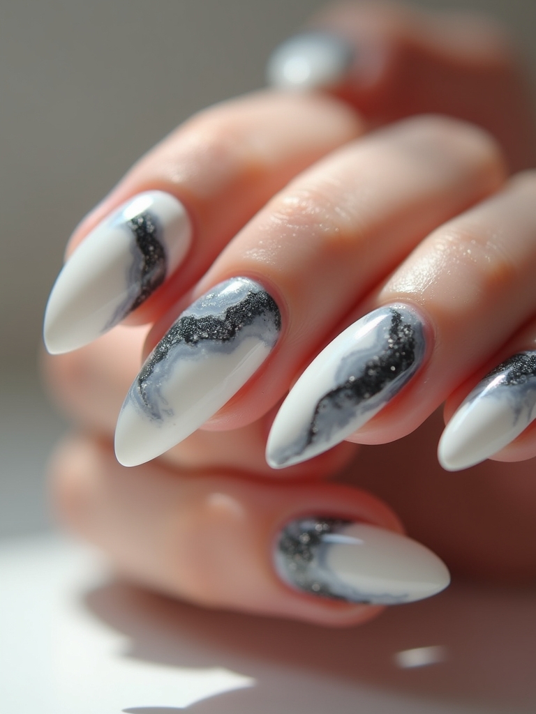 marble effect ballerina nails