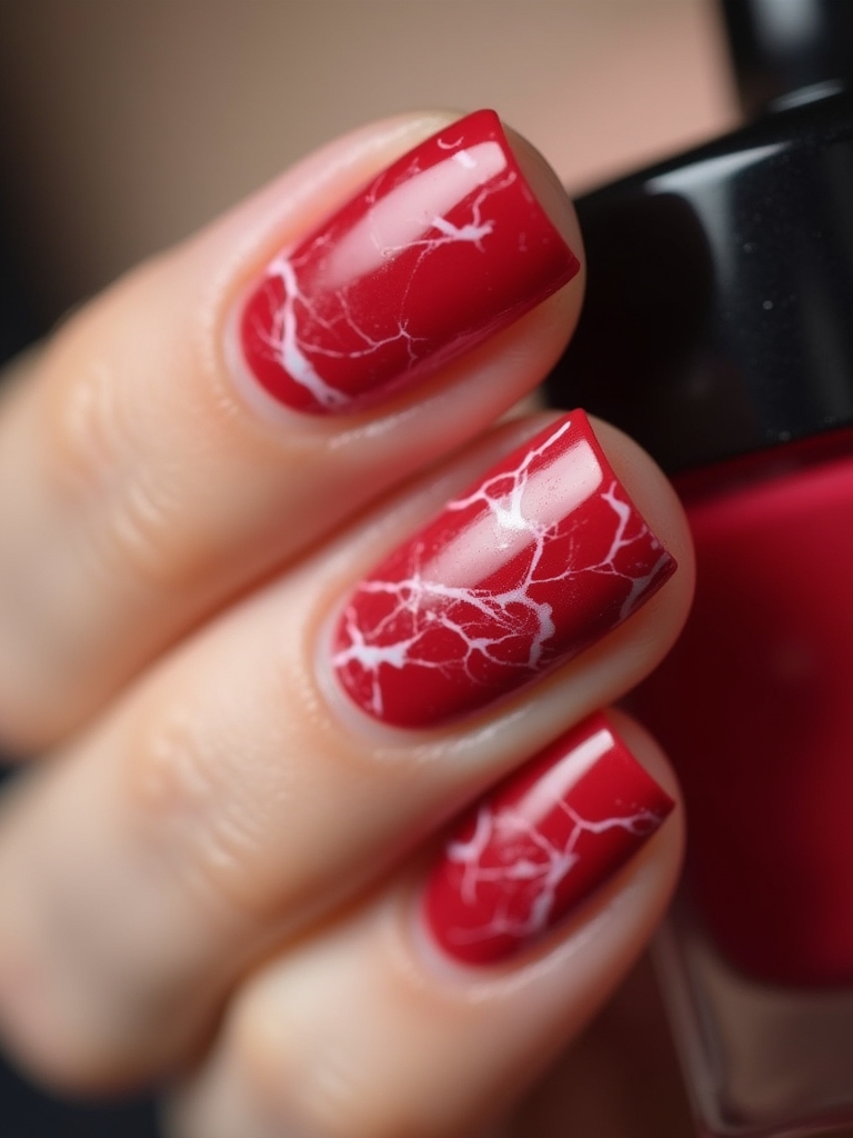 marble red french tips