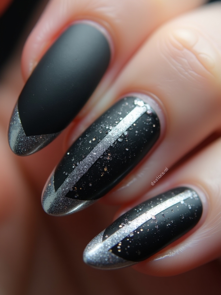 matte and chrome nails