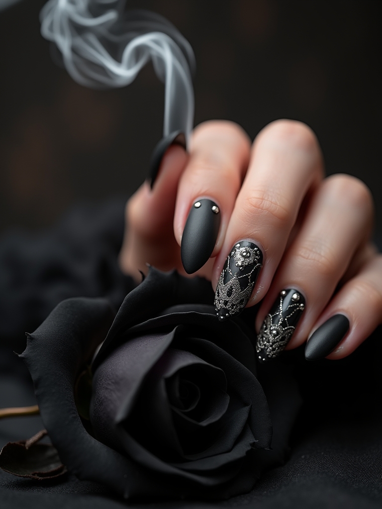matte black nail elegance