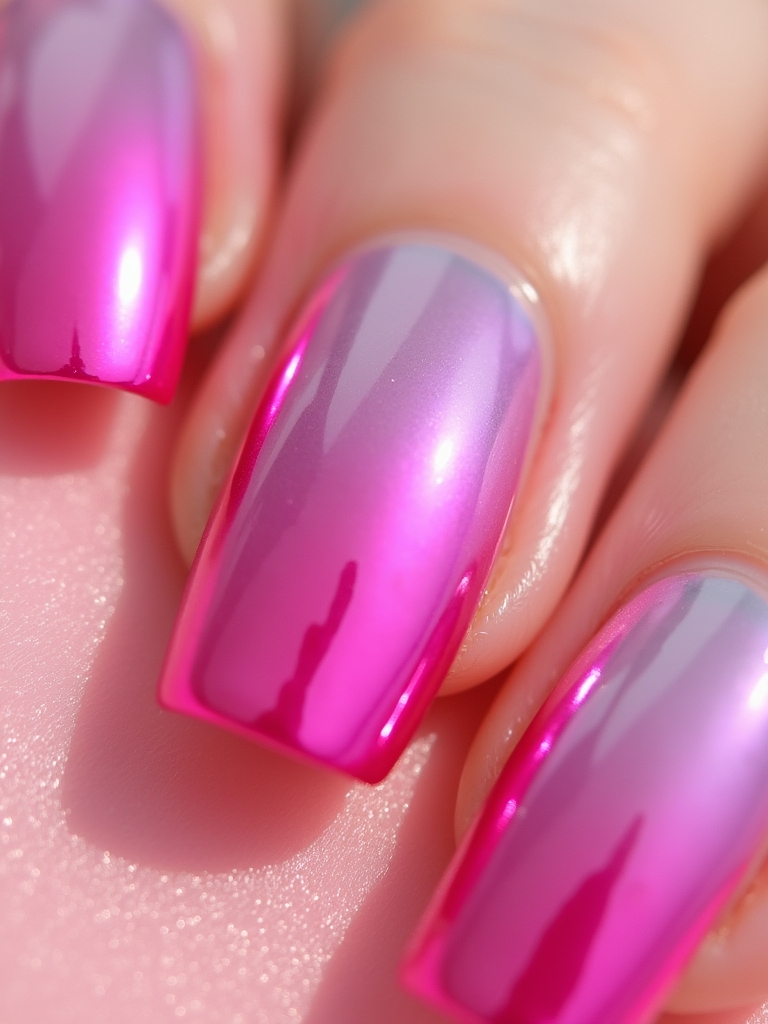 matte pink chrome nails