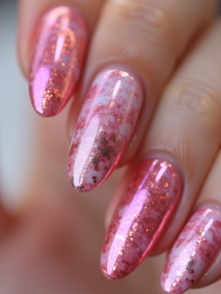 mesmerizing pink chrome nails