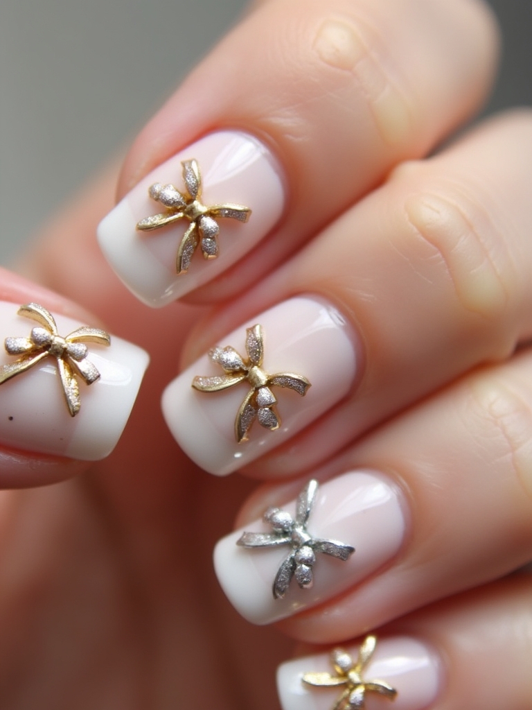 metallic bow nail designs