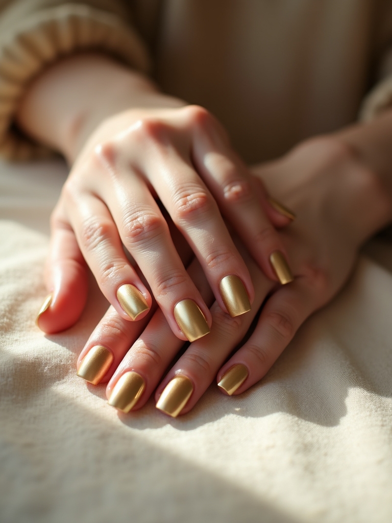 metallic gold oval nails