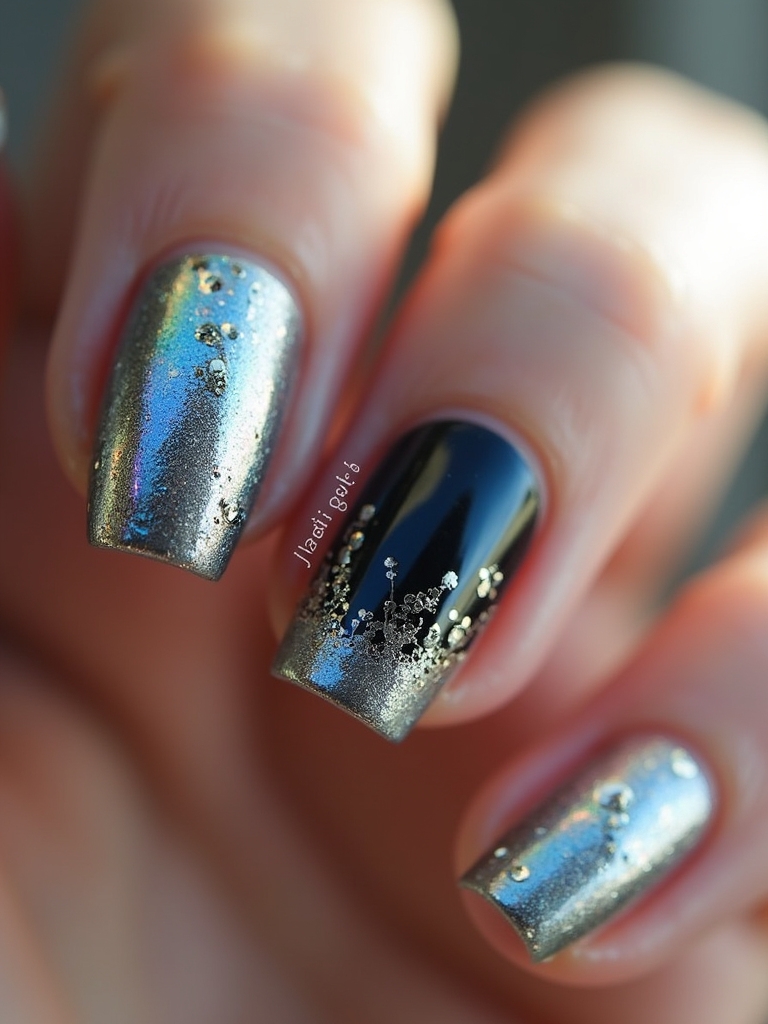 metallic nail design accents