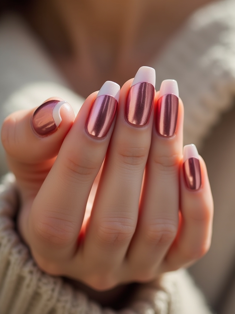 metallic pink nail elegance